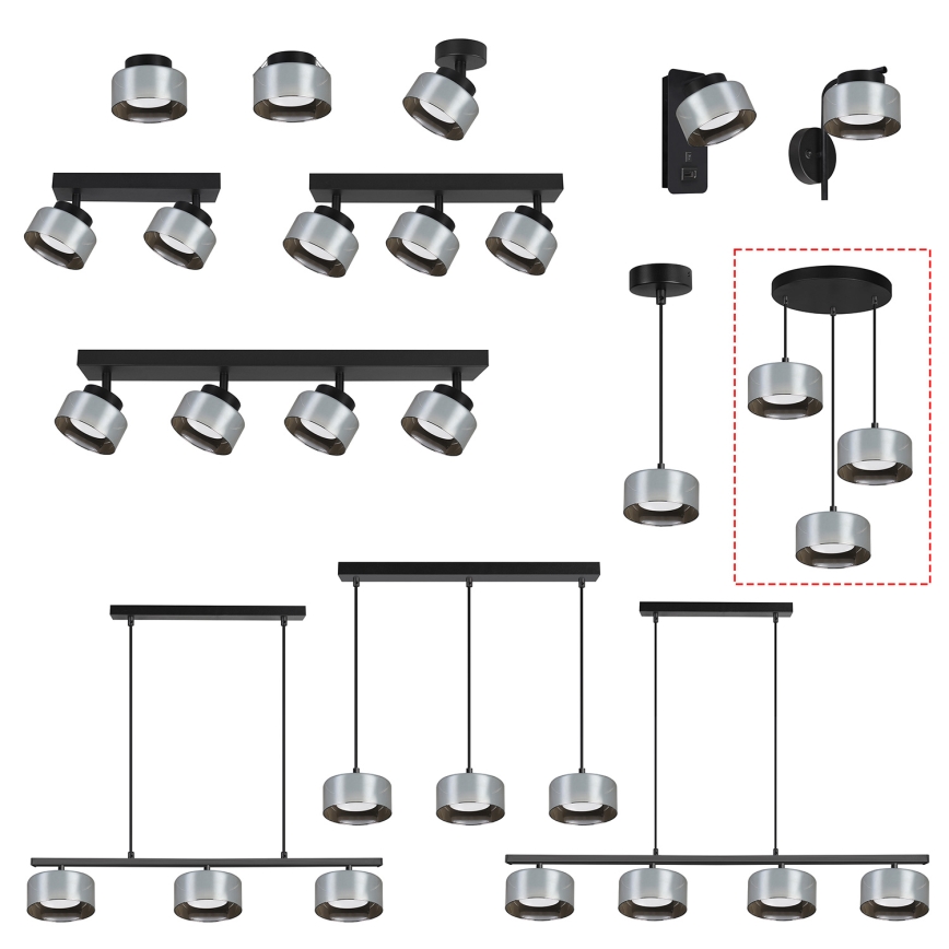 BRILAGI - LED RGB+CCT regulējama piekaramā lampa uz troses AURA LUX 3xGX53/14W/230V 2700-6500K Wi-Fi Tuya melna/dūmaina