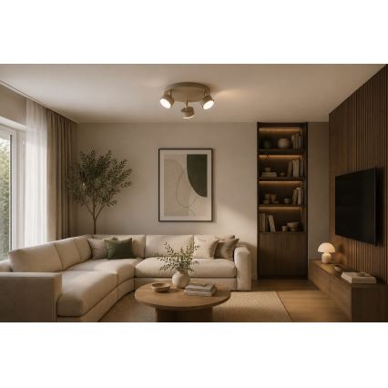 BRILAGI - LED RGB+CCT regulējams spot gaismeklis MONO 3xGX53/14W/230V 2700-6500K Wi-Fi Tuya bēšs/zelts