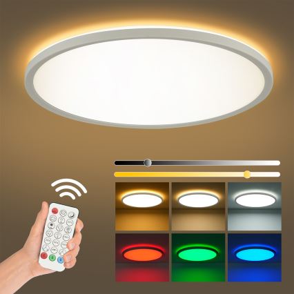 Brilagi - LED RGBW Regulējams griestu gaismeklis ULTRA SLIM LED/18W/230V 2700-6500K Ø 30 cm balts + tālvadības pults