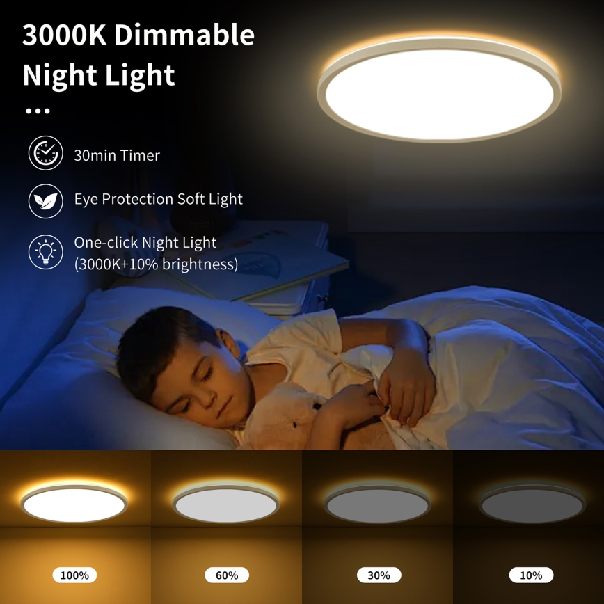 Brilagi - LED RGBW Regulējams griestu gaismeklis ULTRA SLIM LED/18W/230V 2700-6500K Ø 30 cm balts + tālvadības pults
