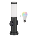 Brilagi - LED RGBW aptumšojama āra lampa ar 2 kontaktligzdām 1xE27/9W/230V 2700-6500K IP44 40 cm melna