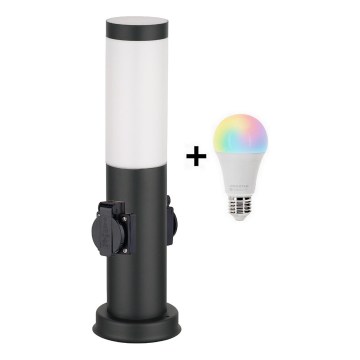 Brilagi - LED RGBW aptumšojama āra lampa ar 2 kontaktligzdām 1xE27/9W/230V 2700-6500K IP44 40 cm melna