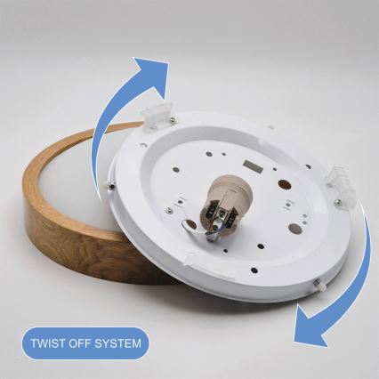 Brilagi - LED RGBW dimmējams griestu gaismeklis CARVALHO SLIM 1xE27/15W/230V 2700–6500K Wi-Fi ozols Ø27 cm