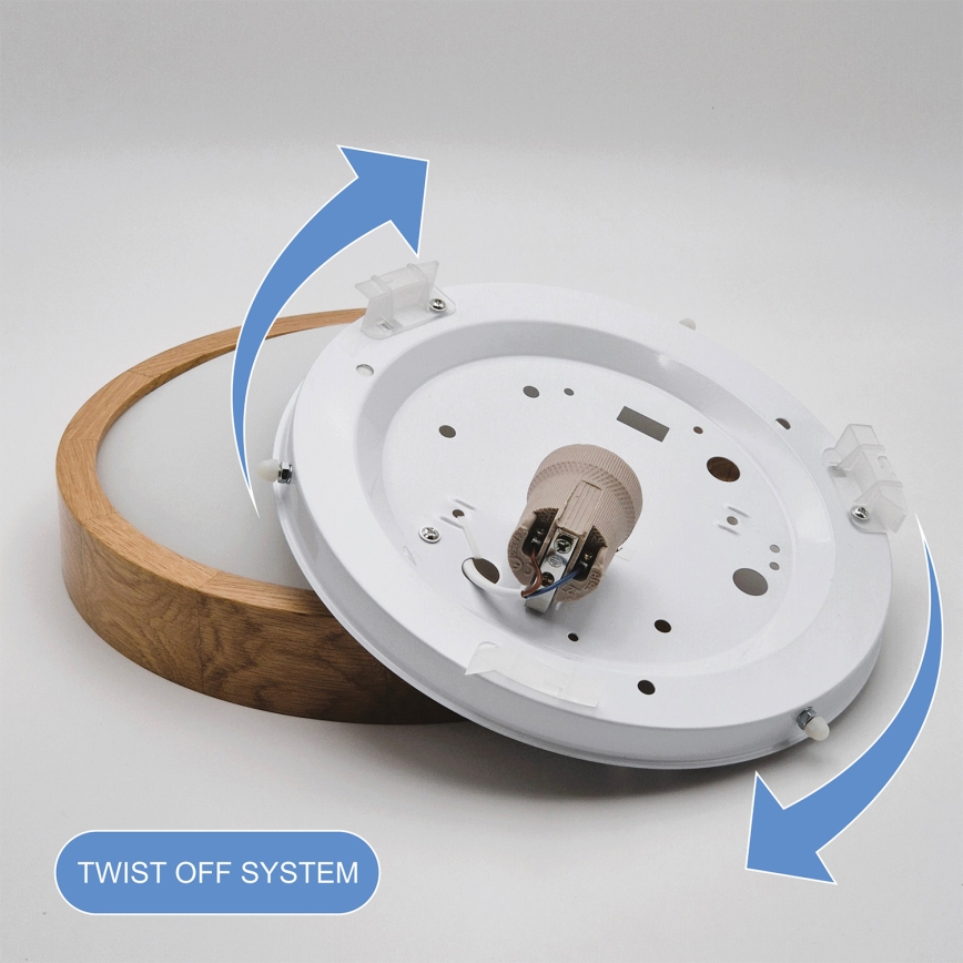 Brilagi - LED RGBW dimmējams griestu gaismeklis CARVALHO SLIM 1xE27/15W/230V 2700–6500K Wi-Fi ozols Ø27 cm