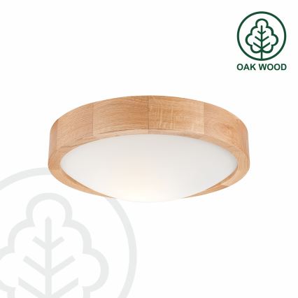 Brilagi - LED RGBW dimmējams griestu gaismeklis CARVALHO SLIM 1xE27/15W/230V 2700–6500K Wi-Fi ozols Ø27 cm