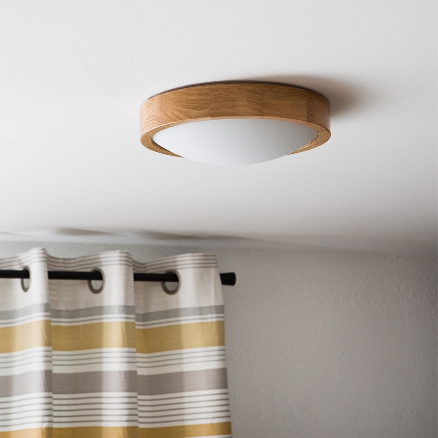 Brilagi - LED RGBW dimmējams griestu gaismeklis CARVALHO SLIM 1xE27/9W/230V 2700–6500K Wi-Fi ozols Ø27 cm