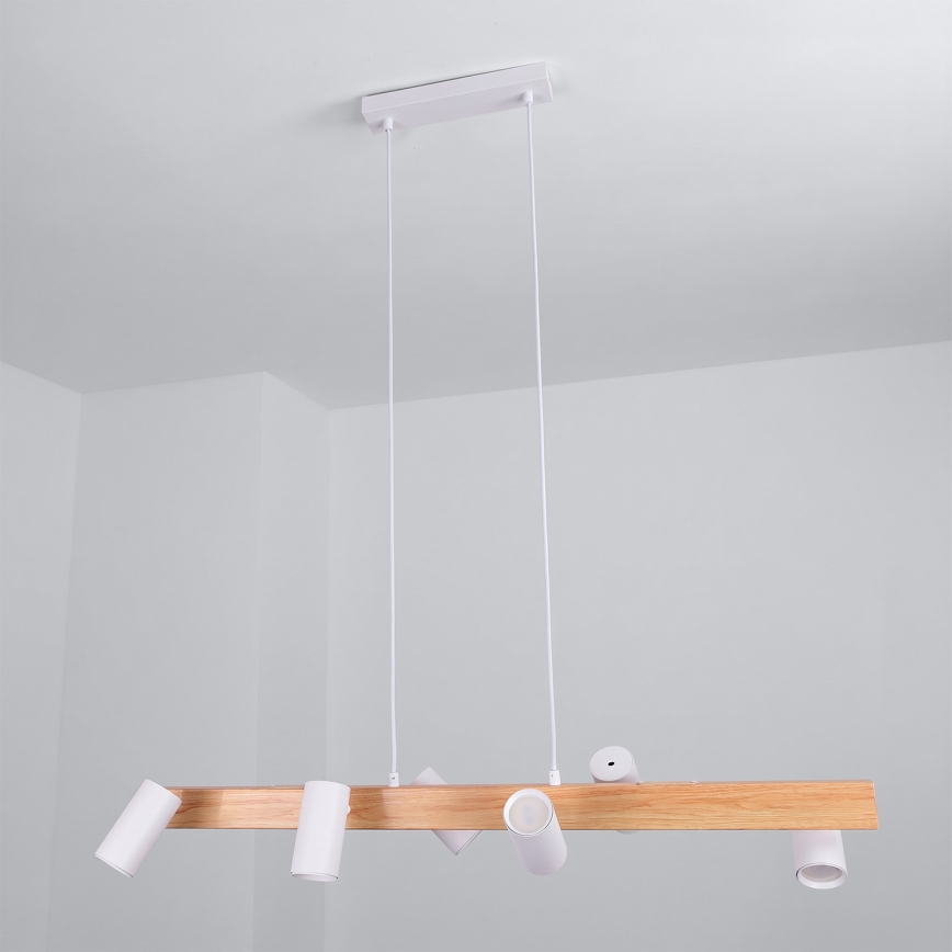 BRILAGI - LED RGBW aptumšojama lustra uz troses SELE 6xGU10/6,5W/230V 2700-6500K balta/ozola dekors + tālvadība