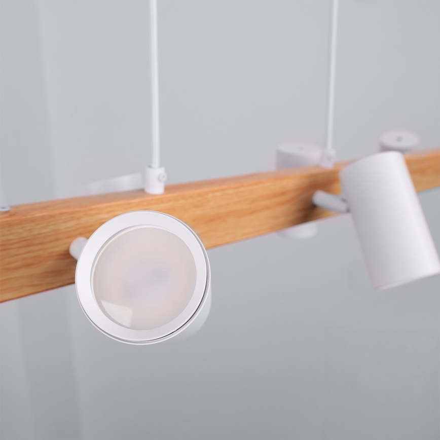 BRILAGI - LED RGBW aptumšojama lustra uz troses SELE 6xGU10/6,5W/230V 2700-6500K balta/ozola dekors + tālvadība