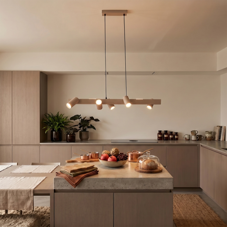 BRILAGI - LED RGBW regulējams piekaramais lustrs uz kabeļa SELE 6xGU10/6,5W/230V 2700-6500K bēšs + tālvadība