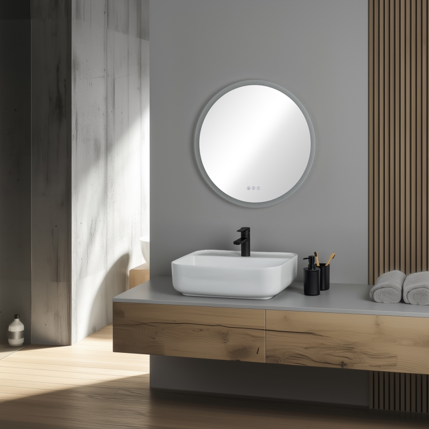 Brilagi - LED RGBW Vannas istabas apsildāmais spogulis CLARA PRO LED/18,5W/230V diam. 60 cm IP44 CRI 90 ar regulējamu spilgtumu + CCT