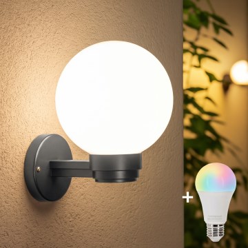 BRILAGI - LED RGBW aptumšojams āra sienas gaismeklis HARBOR 1xE27/12W/230V 2700–6500K IP33 antracīts/balts