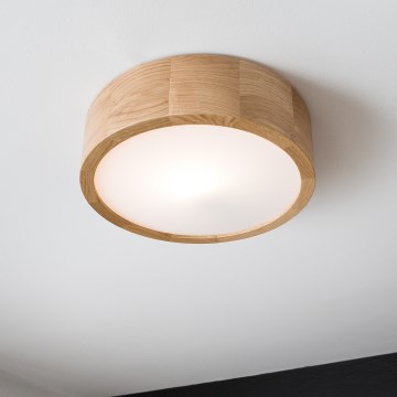 Brilagi - LED RGBW aptumšojams griestu gaismeklis CARVALHO 1xE27/15W/230V 2700–6500K Wi-Fi ozols Ø 27,5 cm