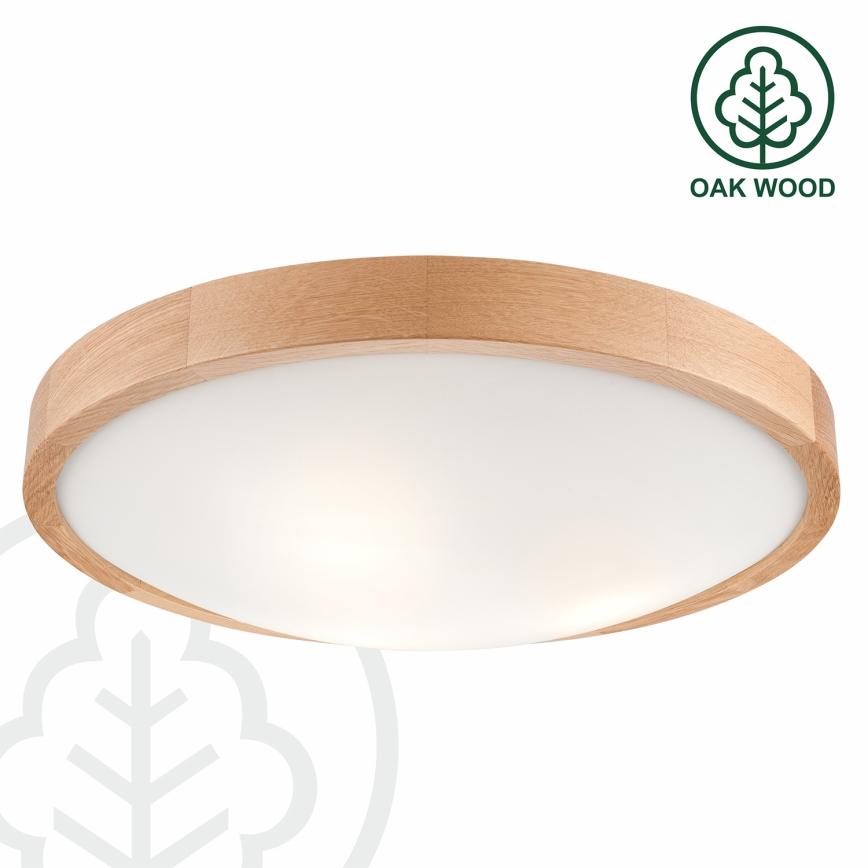Brilagi - LED RGBW aptumšojama griestu lampa CARVALHO SLIM 3xE27/15W/230V 2700-6500K Wi-Fi ozols Ø 47 cm