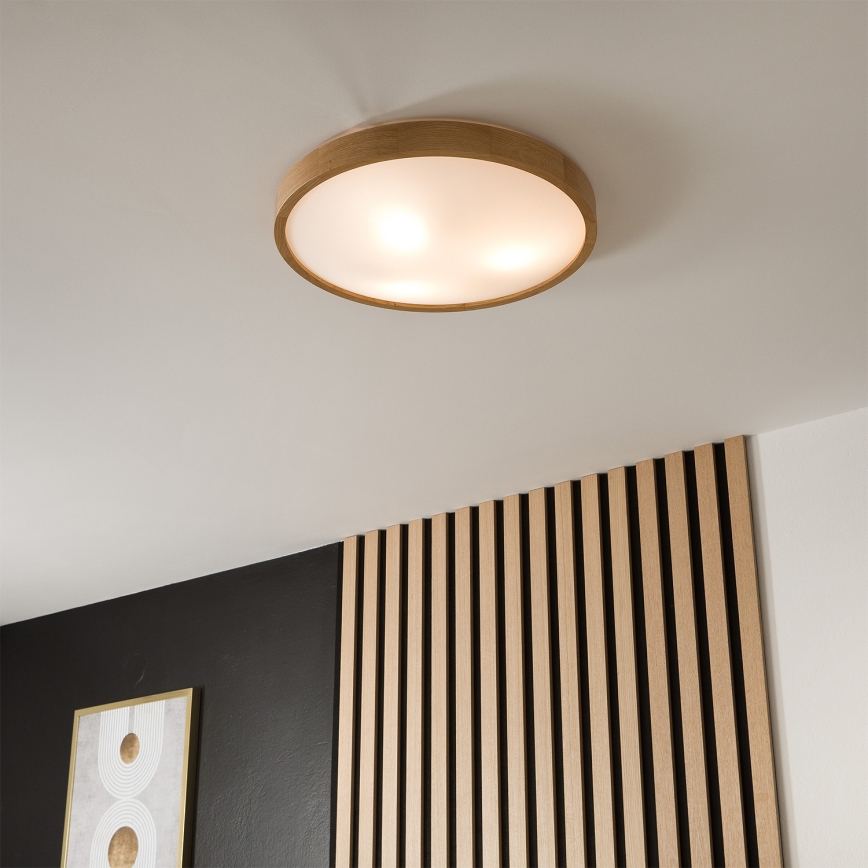 Brilagi - LED RGBW aptumšojama griestu lampa CARVALHO SLIM 3xE27/9W/230V 2700-6500K Wi-Fi ozols Ø 47 cm