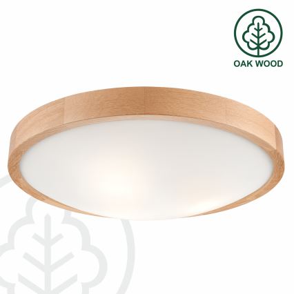 Brilagi - LED RGBW aptumšojama griestu lampa CARVALHO SLIM 3xE27/9W/230V 2700-6500K Wi-Fi ozols Ø 47 cm