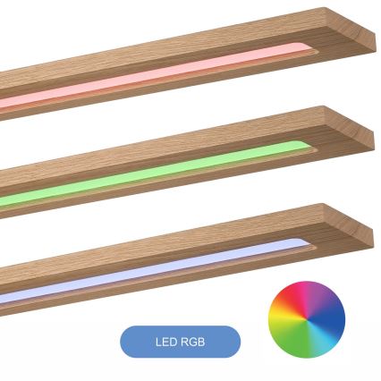 Brilagi - LED RGBW Aptumšojams panelis WOODY FRAME LED/34W/230V 11,5x123 cm 2700-6500K ozols + tālvadības pults