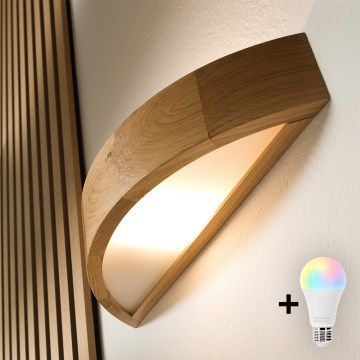 Brilagi - LED RGBW aptumšojams sienas gaismeklis CARVALHO 1xE27/9W/230V 2700-6500K Wi-Fi ozols