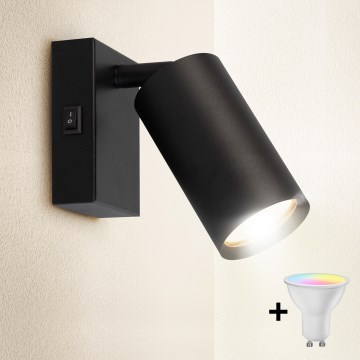 Brilagi - LED RGBW aptumšojams sienas punktveida gaismeklis SELE 1xGU10/4,8W/230V 3000K melns + tālvadības pults