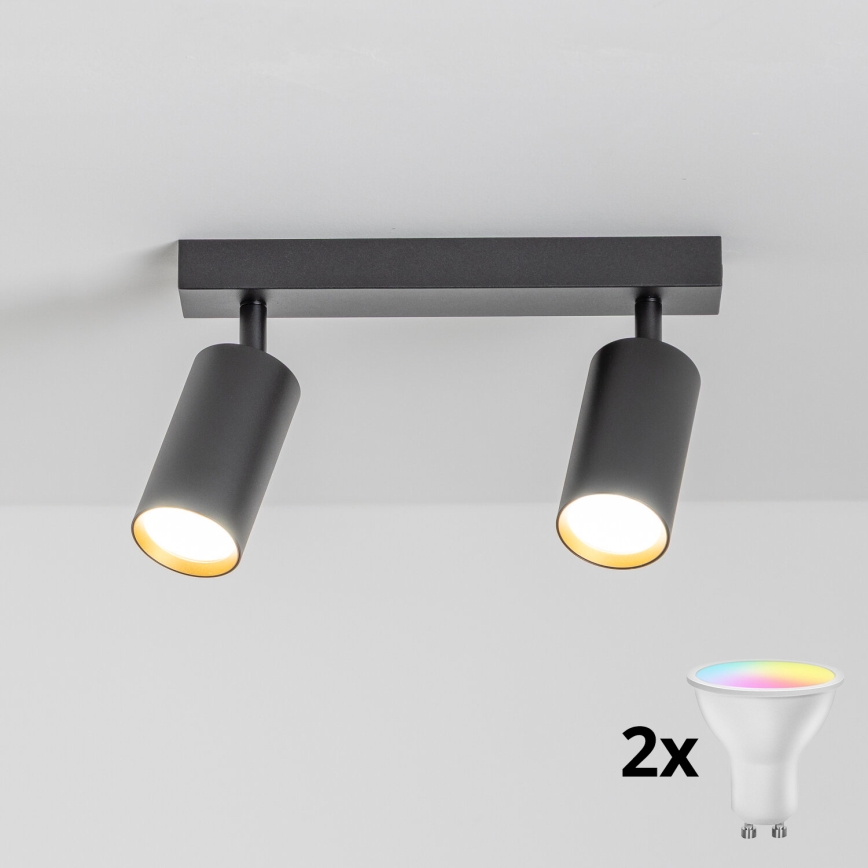 Brilagi - LED RGBW aptumšojams spotgaismeklis SELE 2xGU10/6,5W/230V 2700-6500K melna/zelta