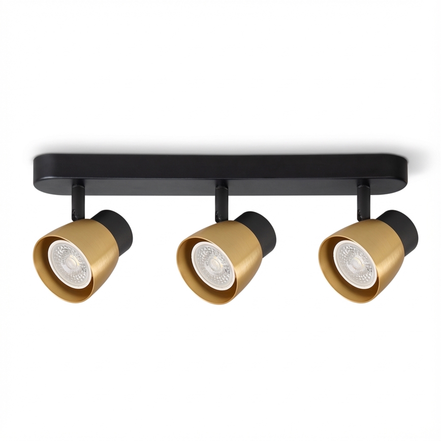 Brilagi - LED RGBW aptumšojams virziena gaismeklis NUGGET 3xGU10/6W/230V melns/zeltains