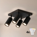 BRILAGI - LED RGBW aptumšojams virziena gaismeklis SELE SQUARE 4xGU10/6,5W/230V 2700-6500K melns