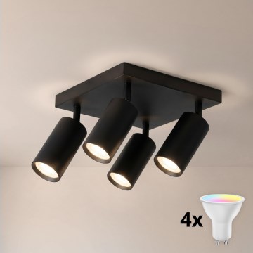 BRILAGI - LED RGBW aptumšojams virziena gaismeklis SELE SQUARE 4xGU10/6,5W/230V 2700-6500K melns