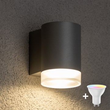 Brilagi - LED RGBW ar regulējamu spilgtumu āra sienas gaismeklis MATERA 1xGU10/4,8W/230V 3000K IP54 pelēks + ar tālvadības pulti