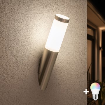 BRILAGI - LED RGBW ar regulējamu spilgtumu āra sienas lampa ELIA 1xE27/6,5W/230V 2700-6500K IP44 Wi-Fi matēts hroms