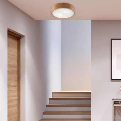 Brilagi - LED RGBW griestu lampa CARVALHO ar regulējamu spilgtumu 2xE27/9W/230V 2700-6500K Wi-Fi ozols pr. 37,5 cm