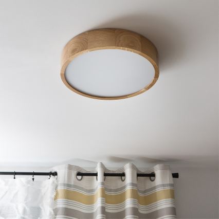 Brilagi - LED RGBW griestu lampa CARVALHO ar regulējamu spilgtumu 2xE27/9W/230V 2700-6500K Wi-Fi ozols pr. 37,5 cm