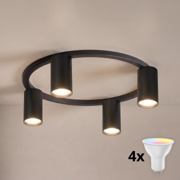 BRILAGI - LED RGBW ar regulējamu spilgtumu griestu gaismeklis SELE 4xGU10/6,5W/230V 2700-6500K melns
