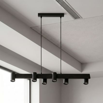 BRILAGI - LED RGBW dimējama lustra uz troses SELE 6xGU10/6,5W/230V 2700-6500K melna + tālvadības pults