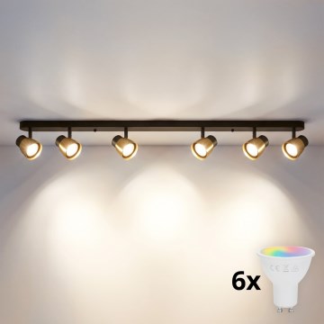Brilagi - LED RGBW ar regulējamu spilgtumu punktgaismeklis NUGGET 6xGU10/6W/230V 2700-6500K Wi-Fi melns/zelts