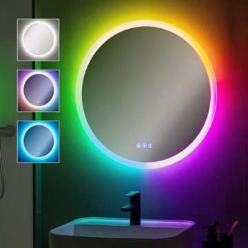 Brilagi - LED RGBW ar regulējamu spilgtumu vannas istabas apsildāms spogulis ar apgaismojumu CLARA PRO LED/18,5W/230V pr. 60 cm 3000/4000/6500K IP44