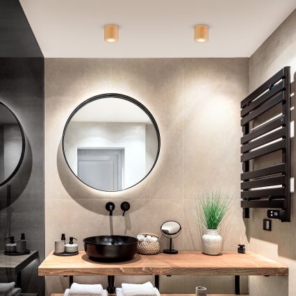 Brilagi - LED RGBW dimējams vannasistabas gaismeklis MIA 1xGU10/30W/230V 2700-6500K Wi-Fi 84x80 mm ozola dekors IP44