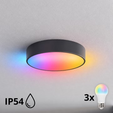 BRILAGI - LED RGBW ar regulējamu spilgtumu vannas istabas griestu gaismeklis CLARE 3xE27/12W/230V Ø 40 cm antracīts IP54