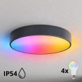 BRILAGI - LED RGBW ar regulējamu spilgtumu vannas istabas griestu gaismeklis CLARE 4xE27/12W/230V Ø 50 cm antracīts IP54