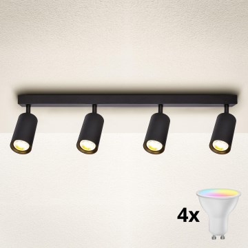 Brilagi - LED RGBW ar regulējamu spilgtumu virziena gaismeklis SELE 4xGU10/4,8W/230V 3000K melns + tālvadības pults