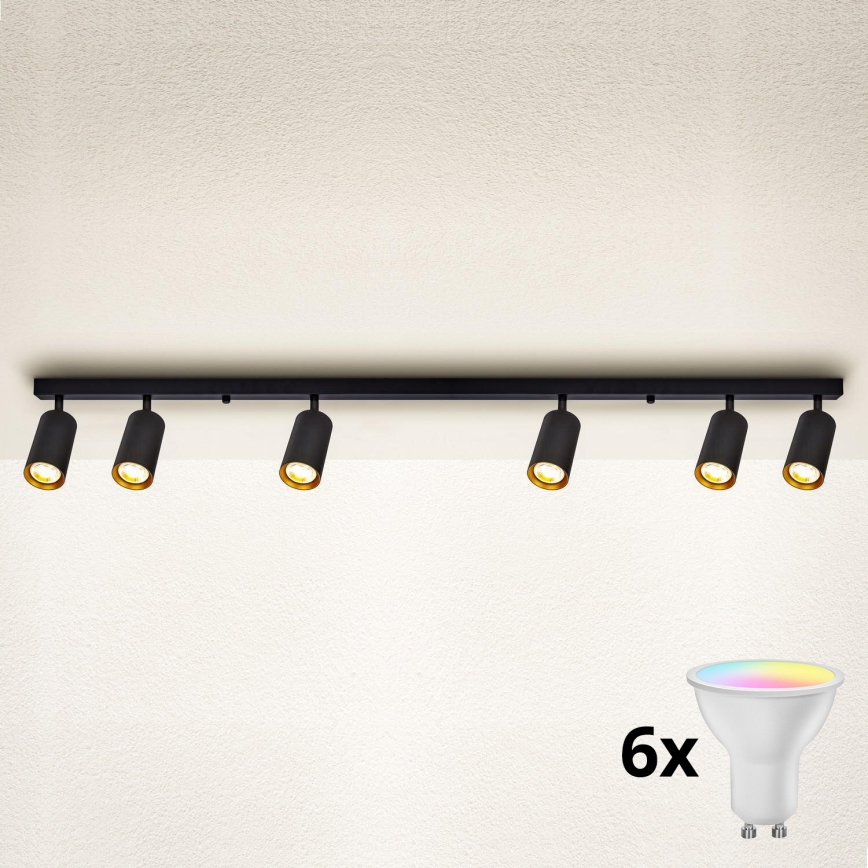 Brilagi - LED RGBW ar spilgtuma regulēšanu virziena gaismeklis SELE 6xGU10/6,5W/230V 2700-6500K melna/zelta