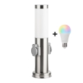 Brilagi - LED RGBW āra lampa ar regulējamu spilgtumu un 2 rozetēm 1xE27/9W/230V 2700-6500K IP44 40 cm matēts hroms