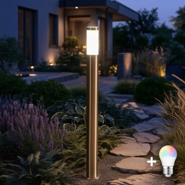 BRILAGI - LED RGBW āra lampa ELIA ar regulējamu spilgtumu 1xE27/6,5W/230V 2700-6500K IP44 Wi-Fi 100 cm matēts hroms