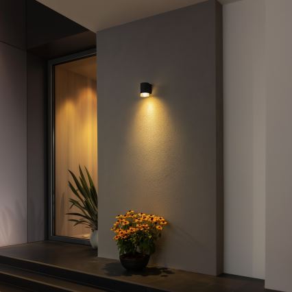 Brilagi - LED RGBW aptumšojams āra sienas gaismeklis MATERA 1xGU10/4,8W/230V 3000K IP54 melns + ar tālvadības pulti