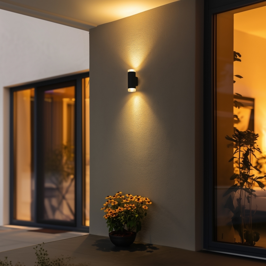 Brilagi - LED RGBW regulējams āra sienas gaismeklis MATERA 2xGU10/4,8W/230V 3000K IP54 melns + tālvadības pults