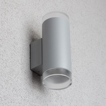 Brilagi - LED RGBW dimējams āra sienas gaismeklis MATERA 2xGU10/4,8W/230V 3000K IP54 pelēks + tālvadības pults