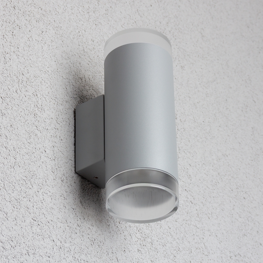 Brilagi - LED RGBW dimējams āra sienas gaismeklis MATERA 2xGU10/4,8W/230V 3000K IP54 pelēks + tālvadības pults
