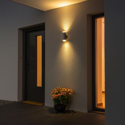 Brilagi - LED RGBW dimējams āra sienas gaismeklis MATERA 2xGU10/4,8W/230V 3000K IP54 pelēks + tālvadības pults