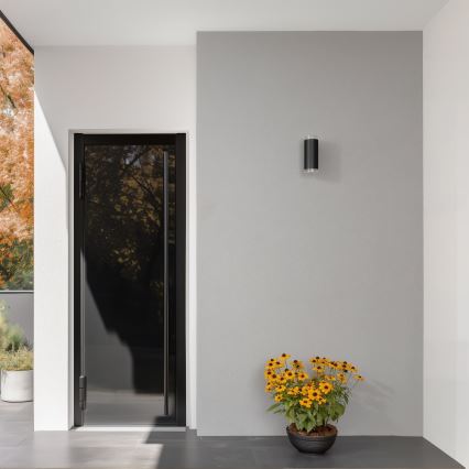 Brilagi - LED RGBW regulējams āra sienas gaismeklis MATERA 2xGU10/6W/230V 3000K IP54 melns + tālvadības pults