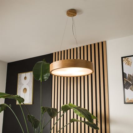 Brilagi - LED RGBW regulējama pakaramā lampa uz troses CARVALHO 3xE27/15W/230V 2700-6500K Wi-Fi ozols pr. 47,5 cm