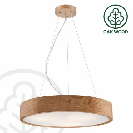 Brilagi - LED RGBW regulējama pakaramā lampa uz troses CARVALHO 3xE27/15W/230V 2700-6500K Wi-Fi ozols pr. 47,5 cm