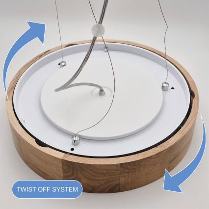 Brilagi - LED RGBW regulējama pakaramā lampa uz troses CARVALHO 3xE27/15W/230V 2700-6500K Wi-Fi ozols pr. 47,5 cm